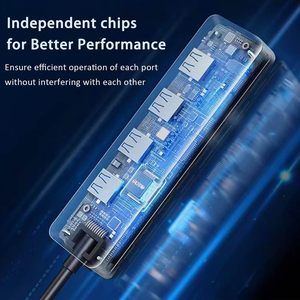 SYONG-Concentrateur USB 4-en-1 ultra-mince haute vitesse, extenseur multiport 4 ports pour ordinateur portable Flash Drive HDD Console clavier souris Plug Play - Product Image 5