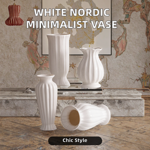 Wholesale Stocked Big Mouth Minimalist White Porcelain Ceramic Tabletop <strong>Flower</strong> <strong>Vase</strong> for Easter - Product Image 5
