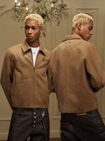 Veste réversible coupe-vent et imperméable en cuir avec col patché motif colombe de la paix, logo frontal et doublure Sherpa – Collection Hiver