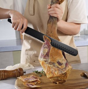 Duradera y larga vida útil 12 "Acero inoxidable cocina <span class=keywords><strong>Chef</strong></span> jamón rebanador cuchillo tallado carne jamón cuchillo con mango hueco - Product Image 4