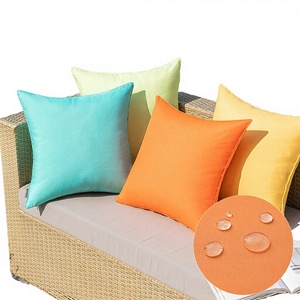 Solid Square Cushion Covers in Turquoise <b>Orange</b> Yellow Green for Home Outdoor Use Waterproof Polyester Fabric Envelope Closure - Product Image 3
