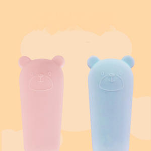 도매 맞춤형 아기 수유 세트, 유아용 실리콘 곰 손잡이가 있는 316L 스테인리스 스틸 포크 스푼 - Product Image 2