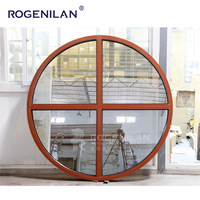 Ventana Redonda de Aluminio Resistente a Huracanes Estilo Francés Rogenilan, Ventana Circular Fija con Rejilla