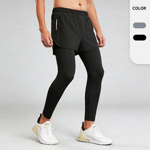 Conjunto Deportivo de Dos Piezas para Hombre Tiyo, Ajuste Ceñido, Compresión, Secado Rápido, 100% Poliéster, Pantalones Deportivos de Verano, Negro y Gris - Product Image 1