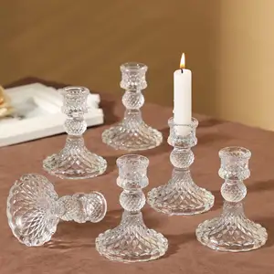 Castiçal de cristal cônico para festas de casamento, decoração de casa, suporte colorido estilo moderno, ideal para velas de Natal e festas, venda imperdível