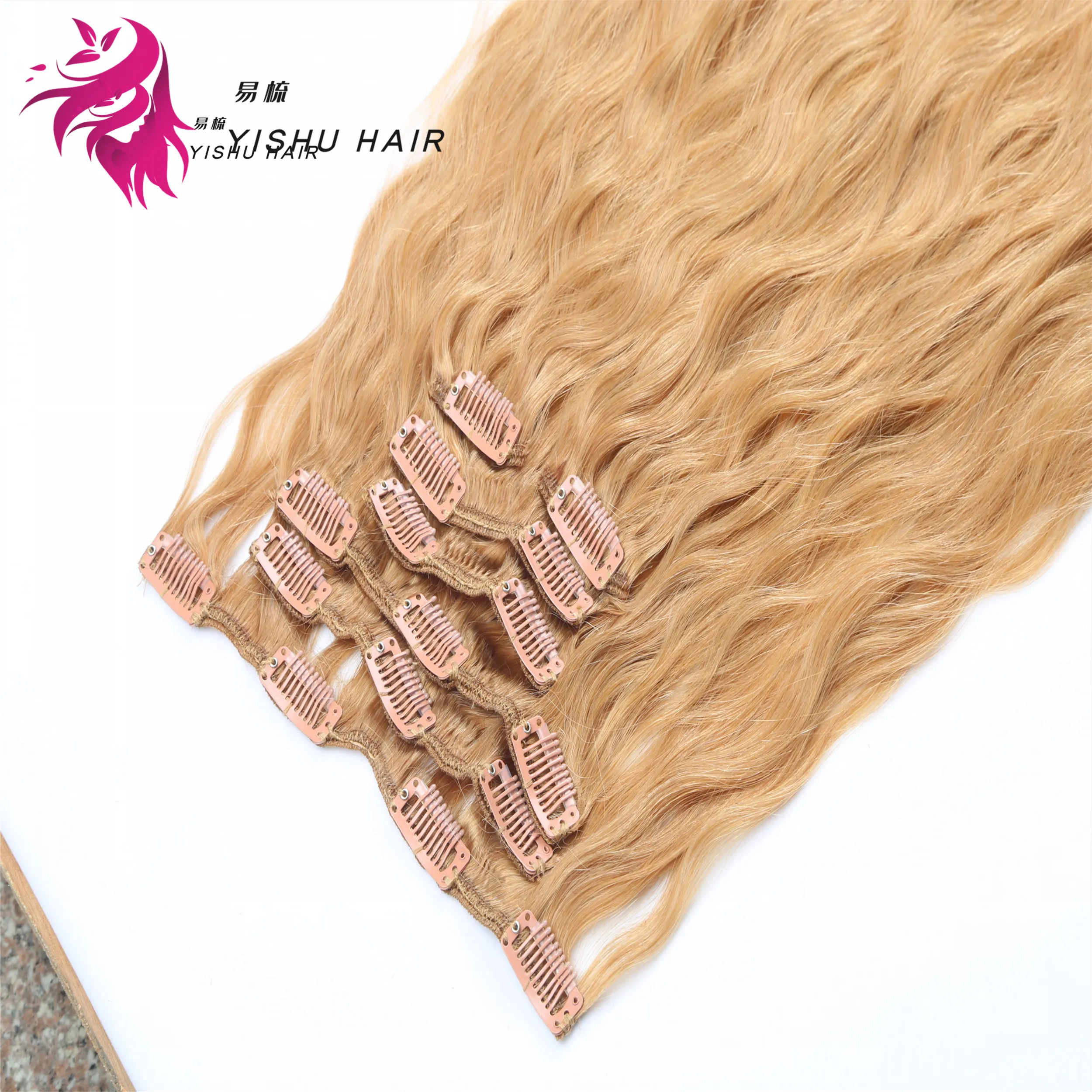 Atacado clipe ins cabelo humano 100% remy cabelo virgem cru natural pu longo e liso clipe invisível sem costura na extensão do cabelo