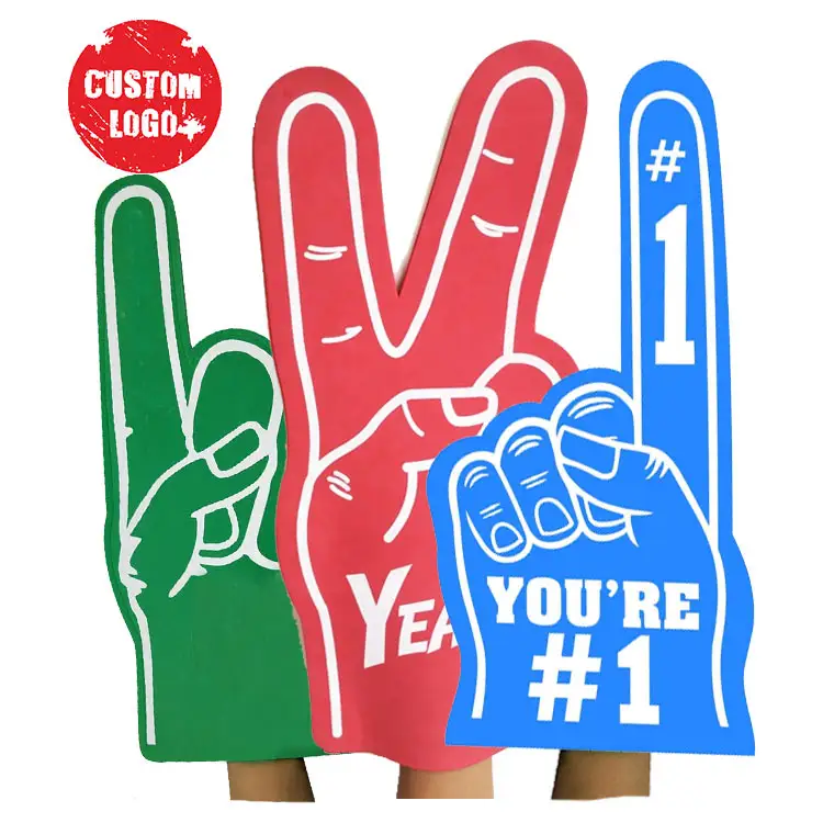 סיטונאי לוגו מותאם אישית מודפס EVA קצף אצבע אין מינימום מריע יד באיכות גבוהה מספר אחד ספורט אוהדים מותאמים אישית גדול קצף אצבע