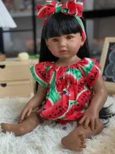 R & B boneka silikon bayi perempuan baru lahir boneka Reborn obral anak laki-laki hitam tubuh penuh dengan sistem basah minuman boneka bayi baru lahir kembali