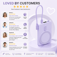 Batterie externe magnétique sans fil mini 5000 mAh en gros, charge rapide Type C, chargeur de secours de voyage, logo personnalisé, usine OEM ODM