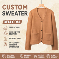 Cardigan en tricot personnalisé pour femme, col en V, manches longues, boutons sur le devant, en laine, fournisseur en gros OEM ODM