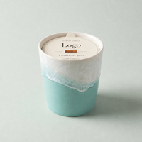 Ensemble de bougies parfumées bio en cire de soja dans un pot en céramique décoratif pour la maison, étiquette privée, coffret cadeau