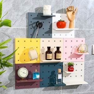 Étagère murale perforée avec étagères pour cuisine, salon, dortoir, rangement – Blanc, Gris, Beige, Rose, Bleu, Violet, Écologique - Product Image 1