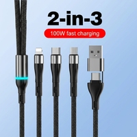 Câble USB 3-en-2 à chargement rapide avec logo personnalisé, haute puissance, Type-C pour iPhone, scanner, écouteurs, conducteur en cuivre pur – Vente Flash