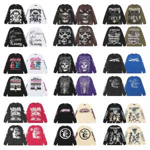 Camiseta 26S de Marca de Moda Transfronteriza Hell Star con Patrón Geométrico de Letras, Algodón Puro Lavado, Ajuste Holgado para Hombre y Mujer, Estilo Urbano - Product Image 1