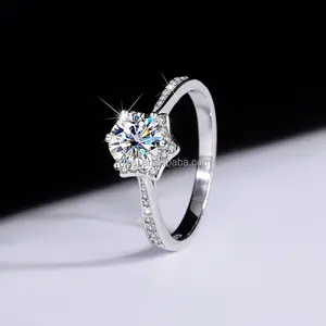 Moissanite cincin kustom pria berlian besar bersertifikat 925 perak murni 1 Ct karat untuk pria pernikahan perhiasan cincin mewah jam tangan