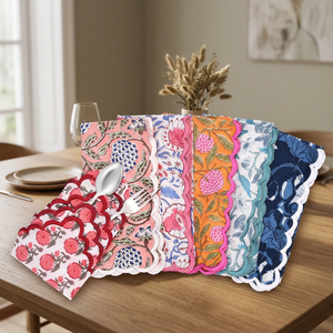 Serviettes en coton imprimées bohèmes, 6 pièces, décoration de table rectangulaire, faites à la main, lavables en machine - Product Image 1