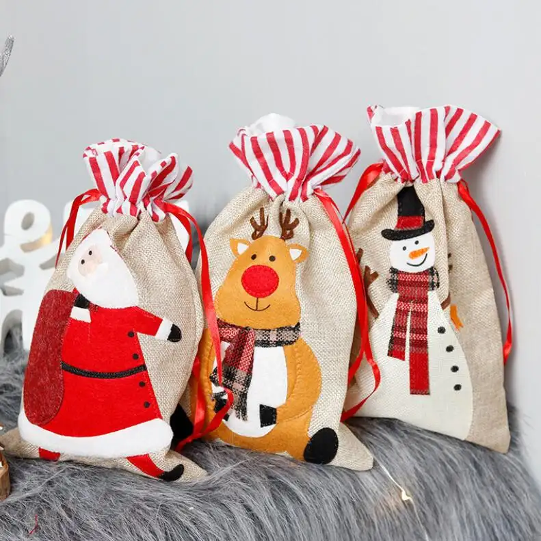 Free Shipping 10pcs/lot Christmas decorations Christmas gift bag Burlap bag