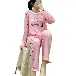 Dames Pyjama Set Nachtkleding Lange Mouw Pijama Huis Kleding Slaapshirt Loungewear Homewear Pyjama Schattige Nachtkleding