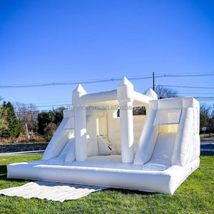Alquiler de Castillos Inflables para Fiestas, <span class=keywords><strong>Castillo</strong></span> Inflable Blanco con Tobogán Doble - Product Image 3