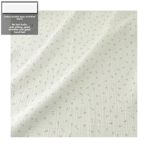 Pyjama pour enfants en tissu crêpe <span class=keywords><strong>de</strong></span> <span class=keywords><strong>gaze</strong></span> bulle 100% <span class=keywords><strong>coton</strong></span> double épaisseur, anti-boulochage, motif floral, texture froissée, idéal post-partum - Product Image 2
