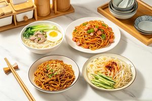 Halbgetrocknete Weizennudeln Großhandel, zähe chinesische traditionelle Ei-Ramen-Nudeln 400g Großpackung für Gastronomie - Product Image 5