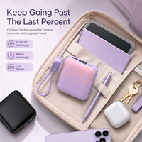 Batterie externe portable 10000mAh 22.5W avec charge rapide PD, charge sans fil, câble Type-C détachable intégré, écran LCD numérique