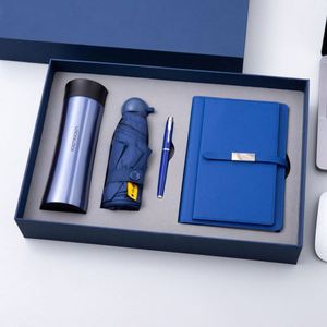Ensemble Cadeau Personnalisé de Luxe : Parapluie, Bouteille Isotherme, Carnet A5, Stylo – Coffret Cadeau d'Entreprise en Carton - Product Image 1