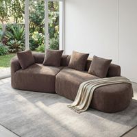 Modernes, umweltfreundliches, knochenloses Cloud-Sofa-Set, komplett montiert, lange geschwungene Chaiselongue, großes gepolstertes Kompressionssofa für Zuhause