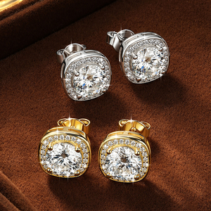 Nuovi Orecchini di Lusso con Moissanite da 2 Carati, Taglio Brillante Rotondo, Montatura a Griffe, Orecchini a Perno in Oro 14K, Orecchini a Perno Classici con Moissanite e Halo - Product Image 2