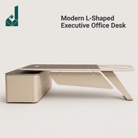 Bureau de direction moderne de luxe en ardoise italienne et placage de noyer, finition laquée nano piano, pieds robustes, table d'appoint pour bureau d'entreprise