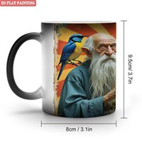 Tasse magique thermosensible en céramique noire givrée 11oz, cadeau de déménagement pour voisin ou ami