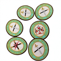 Patchs brodés ronds de la Priory de l'Ulster occidental, thème croix, en polyester, accessoire artisanal fait main