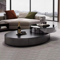 Table basse portable moderne à l'italienne pour bureau à domicile Mobilier de maison écologique en verre ovale en acier inoxydable haut de gamme