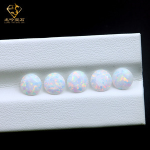โอปอลสังเคราะห์สีขาวทรงกลมเจียระไนแบบเพชร ขนาด 6 มม.-10 มม. คุณภาพสำหรับทำเครื่องประดับ โอปอลเม็ดเดี่ยวคุณภาพดี เงางาม - Product Image 2