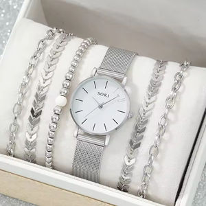Montre à quartz simple pour femmes à la mode, montre en acier et bracelet de luxe ensemble - Product Image 2