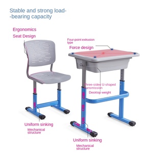 SONGYE Primary Middle School Students' Height Adjustable Modern Steel Plastic Desks <b>Chairs</b> Classroom Home <b>Study</b> Commercial Grade - Product Image 3