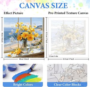 Kit de pintura por números <span class=keywords><strong>para</strong></span> adultos principiantes, Kits de pintura por números de flores <span class=keywords><strong>para</strong></span> adultos sobre lienzo, pintura al óleo de <span class=keywords><strong>acuarela</strong></span> acrílica DIY - Product Image 3