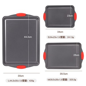 Rectangular Baking Pan Set Carbon Steel Non-Stick Oven Safe 3-Piece L M S Size Cake Tray Household Bakeware - Product Image 1