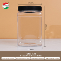 Voedselveilige PET plastic pot met schroefdeksel, 1900ml & 800ml inhoud, geschikt voor snoep, suiker, chocolade, snacks, salade, babyvoeding, pizza, noten, havermout