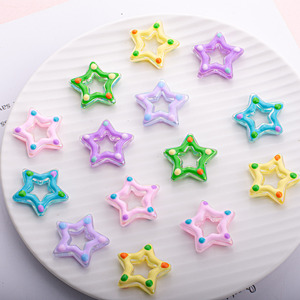 Nuevas Cuentas Acrílicas Sueltas con Forma de Estrella Hueca de Cinco Puntas, Pintadas a Mano, para Hacer Pulseras y Cadenas de Bisutería - Product Image 2