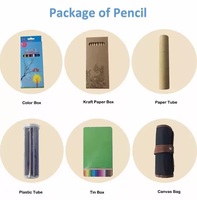 Crayons en gros personnalisés pour étudiants, en bois noir, sans bois, HB, emballage en boîte colorée, style graffiti