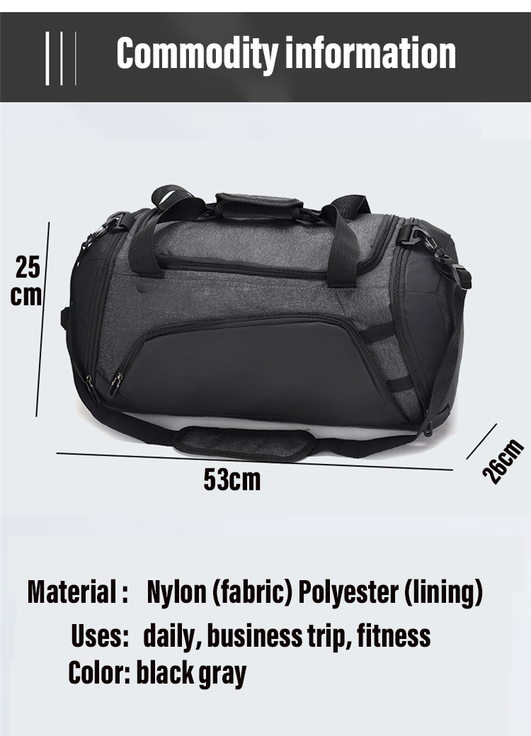 Large Capacity custom logo Travel Bag Waterproof Sport Gym Travel Sneaker Duffel Bag With Shoe Compartment