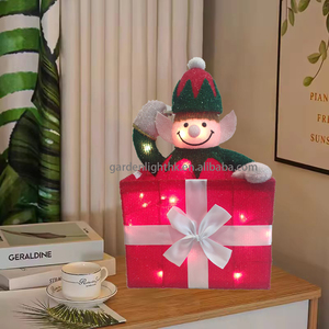 12" <b>Christmas</b> Elf <b>Gift</b> <b>Box</b> Light 100pcs MOQ Indoor/Outdoor Home Party Holiday Tabletop Decor - Product Image 6