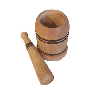 Mortier et pilon en bois faits à la main (moulin à épices) - Product Image 5