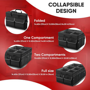 Organizador plegable personalizado de Material Oxford para almacenamiento de maletero de coche con correas de seguridad y 2 compartimentos principales + bolsillo de malla - Product Image 4