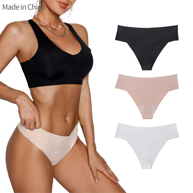 UOKIN-bragas de seda de hielo para mujer, ropa interior sexy ligera de color sólido