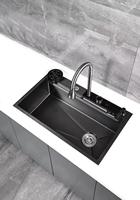 Évier de cuisine simple en acier inoxydable 304 avec robinet extractible en laiton