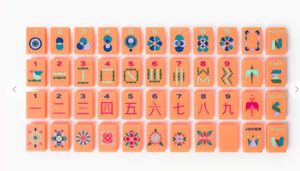 EN STOCK: Juego de fichas de Mahjong Americano Minimal Line Barney con temática naranja, de acrílico naranja personalizado, 160 fichas, portátil con patas plegables, listo para usar. - Product Image 1