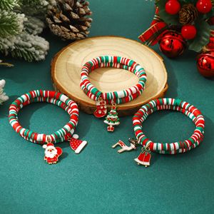 European and American Jewelry Gift Christmas Soft Clay Beaded <b>Bracelets</b> White <b>Red</b> Green Beaded Santa Claus Gift Charm <b>Bracelets</b> - Product Image 3