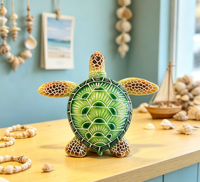 Sculpture de tortue de mer en résine personnalisée, figurine de tortue peinte à la main multicolore, décoration de table nautique, souvenir touristique